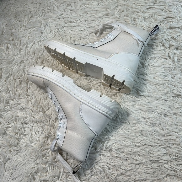 Doc Martens Combs White Fabric Combat Boots - Picture 4 of 10